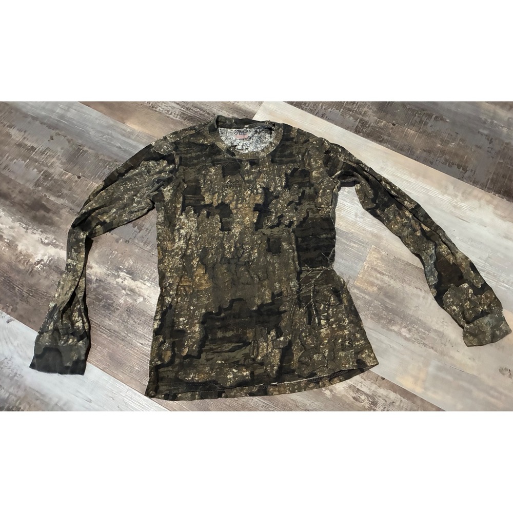 Magellan Outdoors Mens Small Camo Long Sleeve Hunting Shirt Crew Neck Green